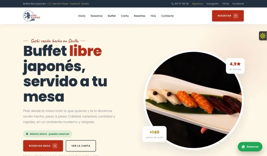 Web de Umi Sushi diseñada por By Influence